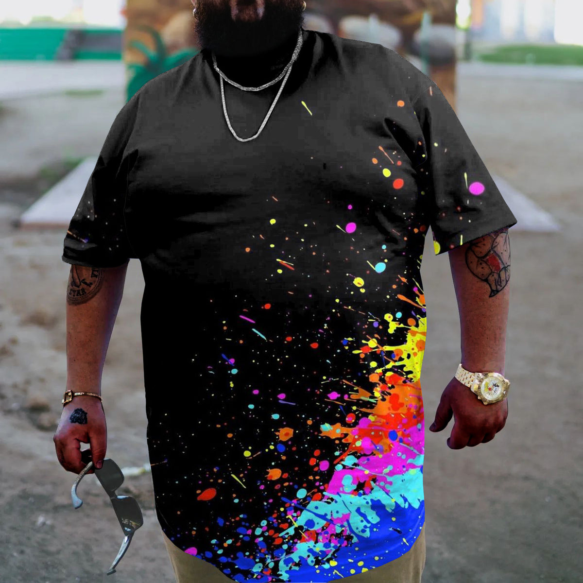 Men's Plus Size Splash Ink Personalized Print  T-Shirt