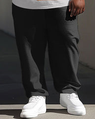 Men's Big & Tall Casual Simple Striped Print Short Sleeve T-shirt and Trousers Set