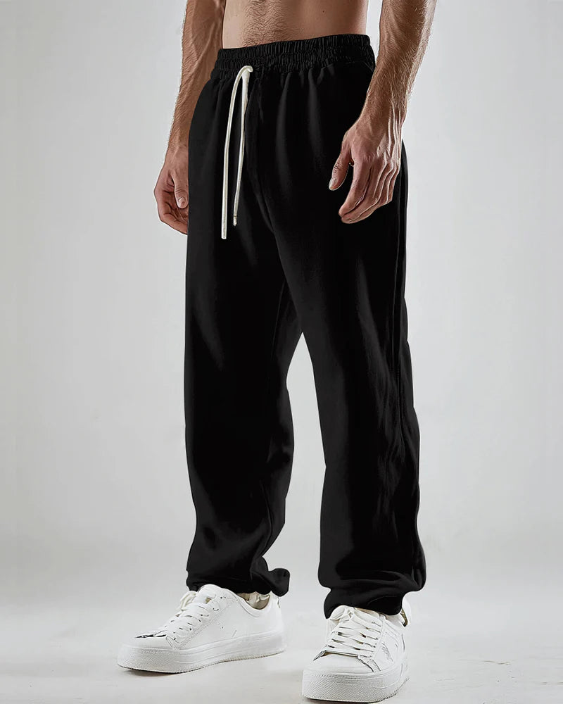 Big Men's Loose Straight Drawstring Sweatpants with Pocket