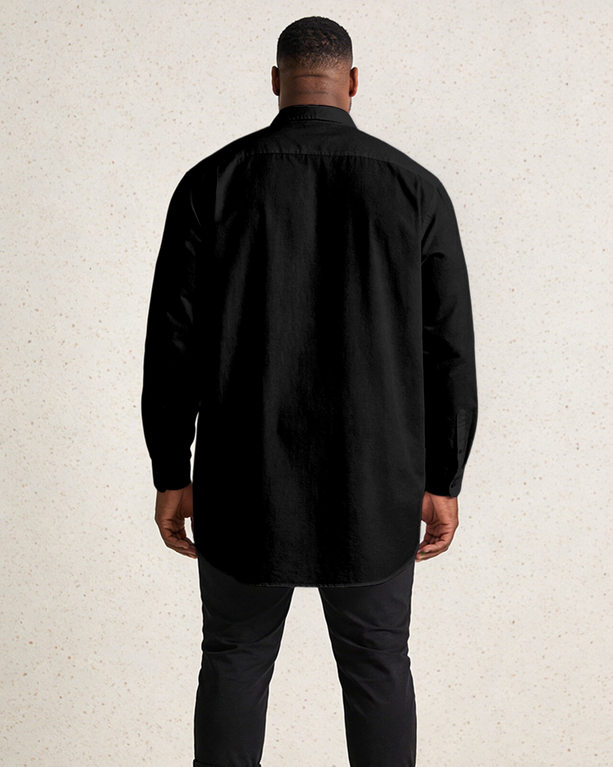 Black Music Charm Pattern Print Large Size Men's Lap Collar Long Sleeve Shirt