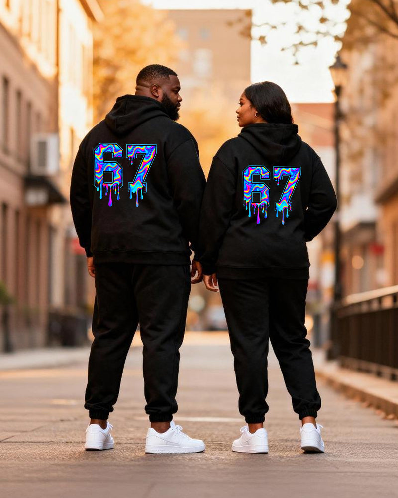Big & Tall Couples "Power Couple Powered By God" Faith Theme Printed Hoodie Set