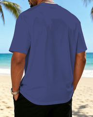 Big & Tall Men's Color-blocked Retro Jazz Print Crewneck Short Sleeve T-Shirt