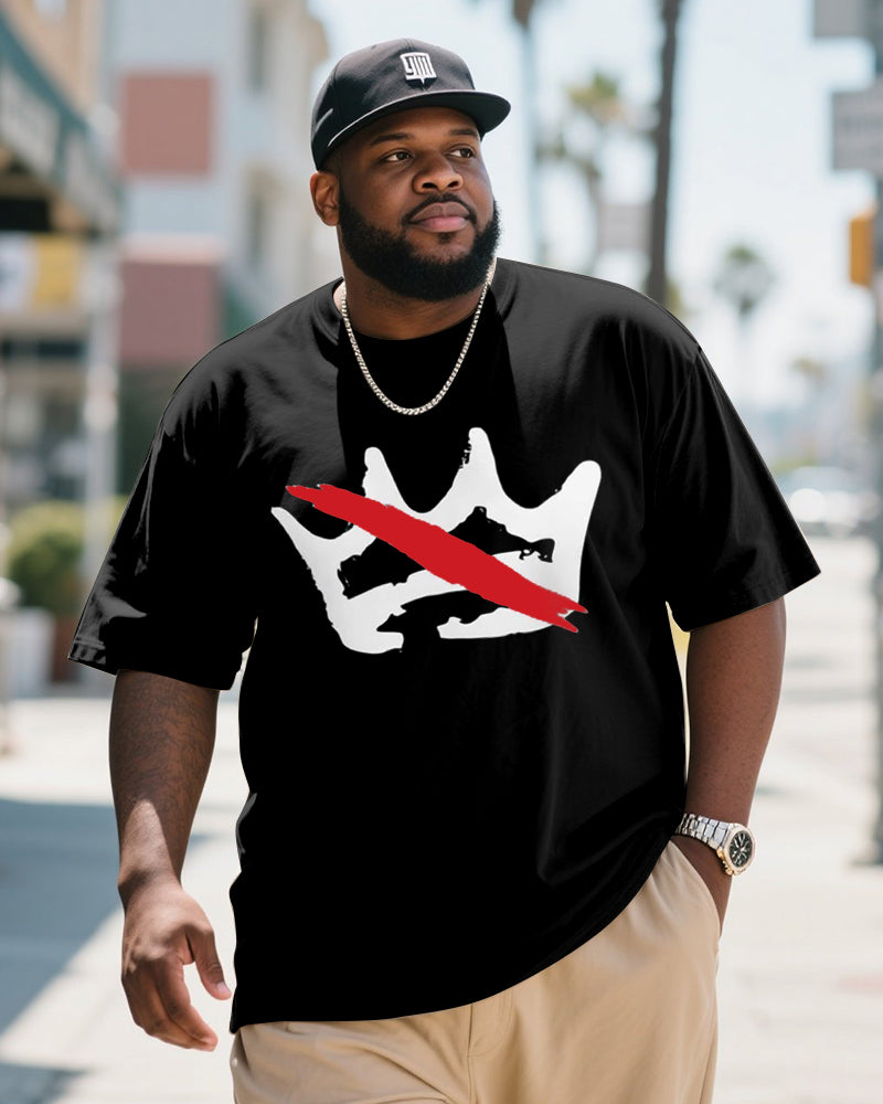 Big & Tall Men's Fun Crown Personalized Graffiti Printed Short Sleeve T-Shirt
