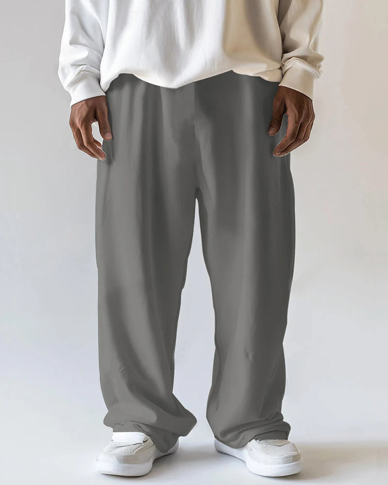 Big Men's Loose Straight Drawstring Sweatpants with Pocket