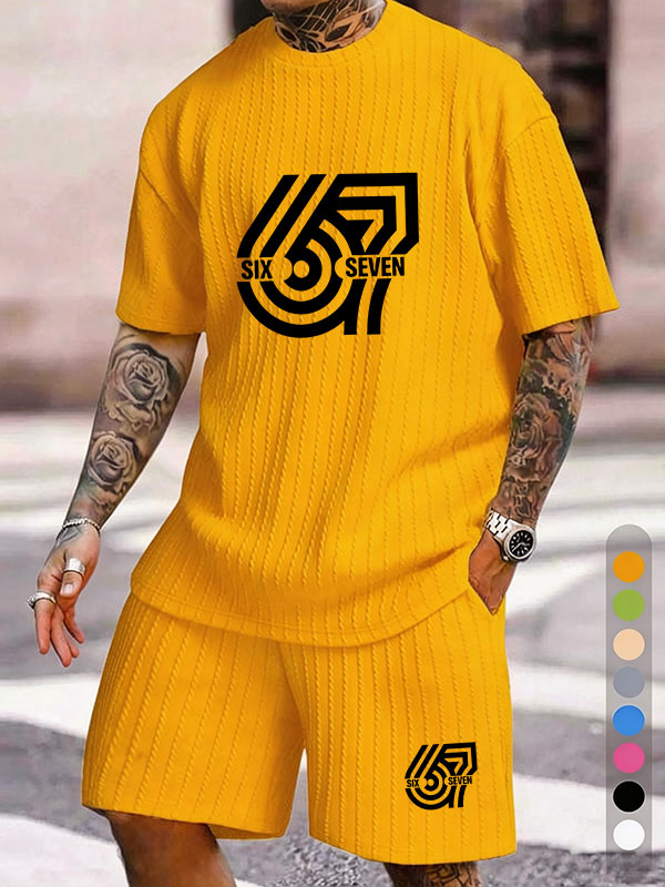 SIX SEVEN Digital Geometric Print Texture Pattern Plus Size Set