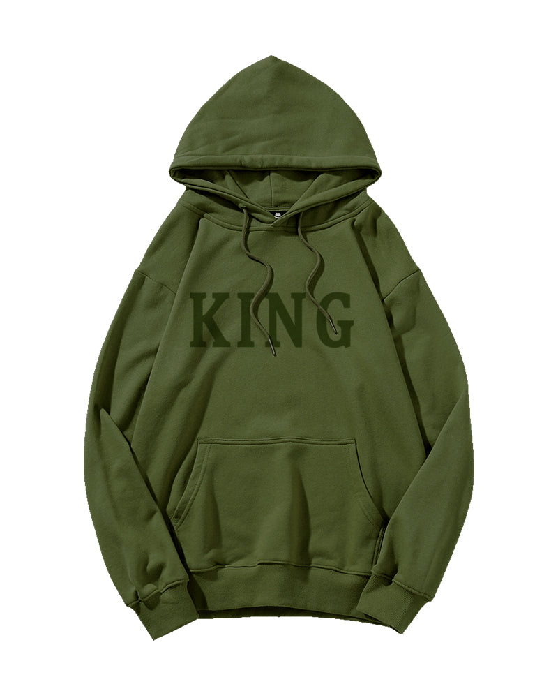 Cotton-Simple Letter King Men's Loose Oversized Hoodie