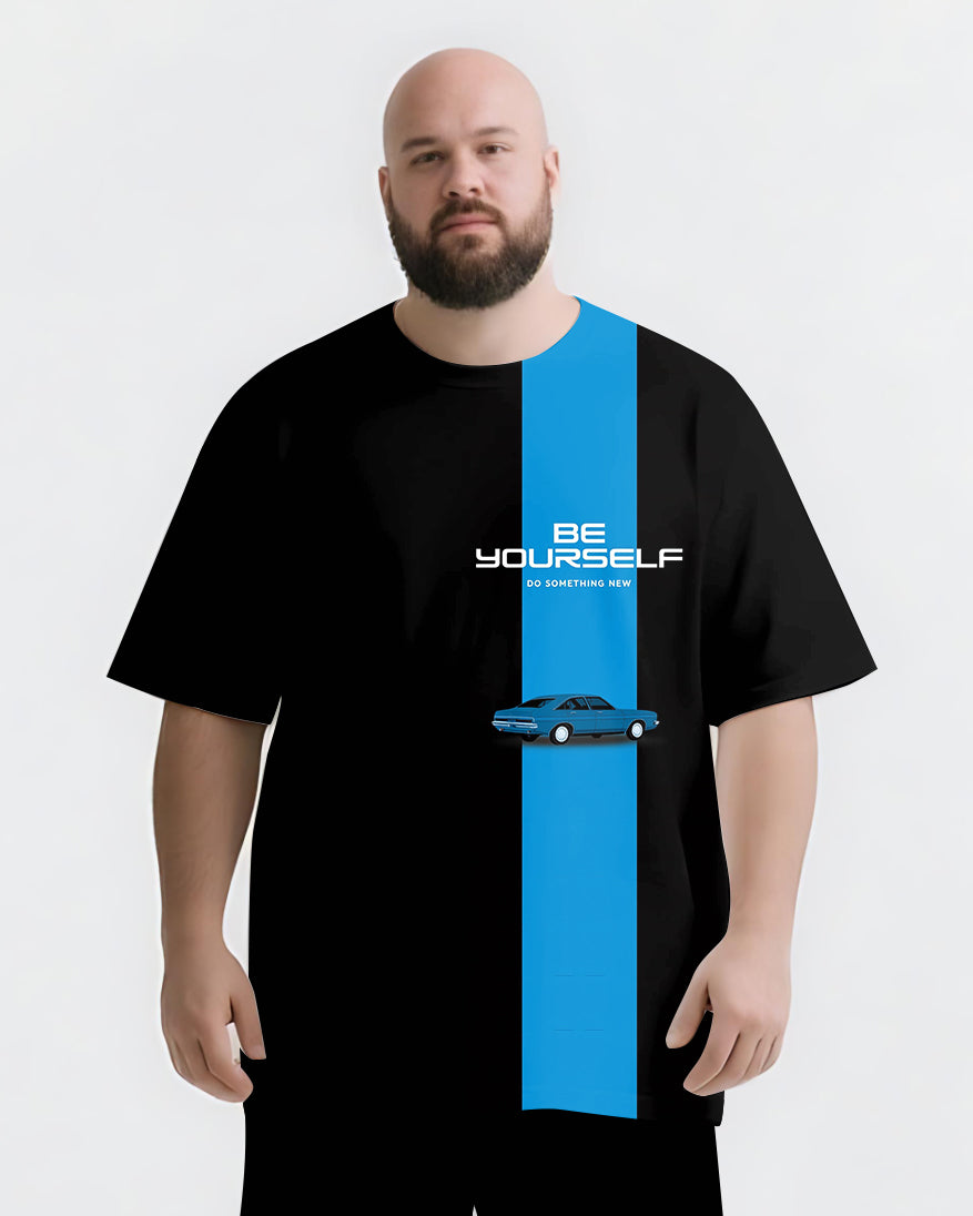 Rooted In Self Reaching for More Big & Tall Men's Simple Lettering T-shirt 2-Piece Set