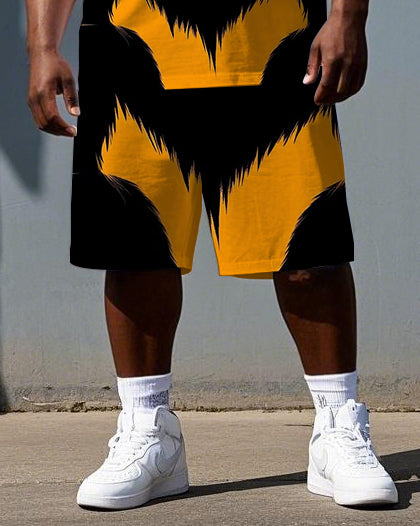 Big & Tall Men's Color Block Gorillas Summer Short Sleeve T-shirt and Short Set