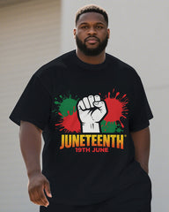 Big Men's Splash Ink Style Fist Juneteenth Festival Short Sleeve T-Shirt Shorts 2-piece Suit