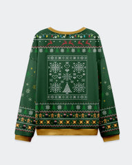 Big & Tall Men's Christmas Cat Roar Graffiti Print Crewneck Ugly Sweater