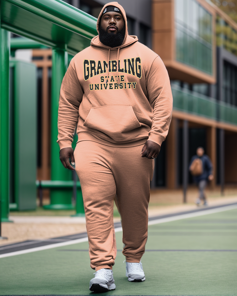 Men's Plus Size Grambling State University State Style Hoodie and Sweatpants Two Piece Set