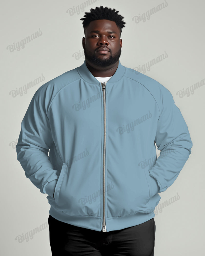 Men's Daily Casual Simple Solid Color Big and Tall Long Sleeve Jacket