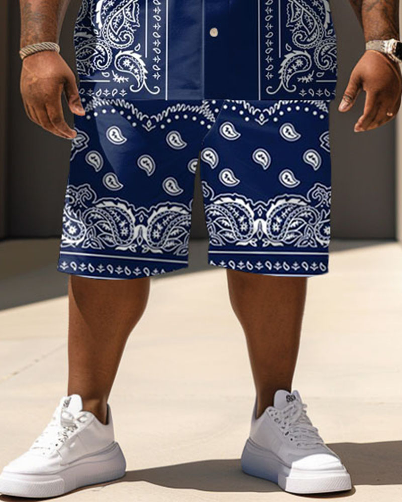 Men's Big and Tall Casual Vacation Vintage Paisley Print Shirt