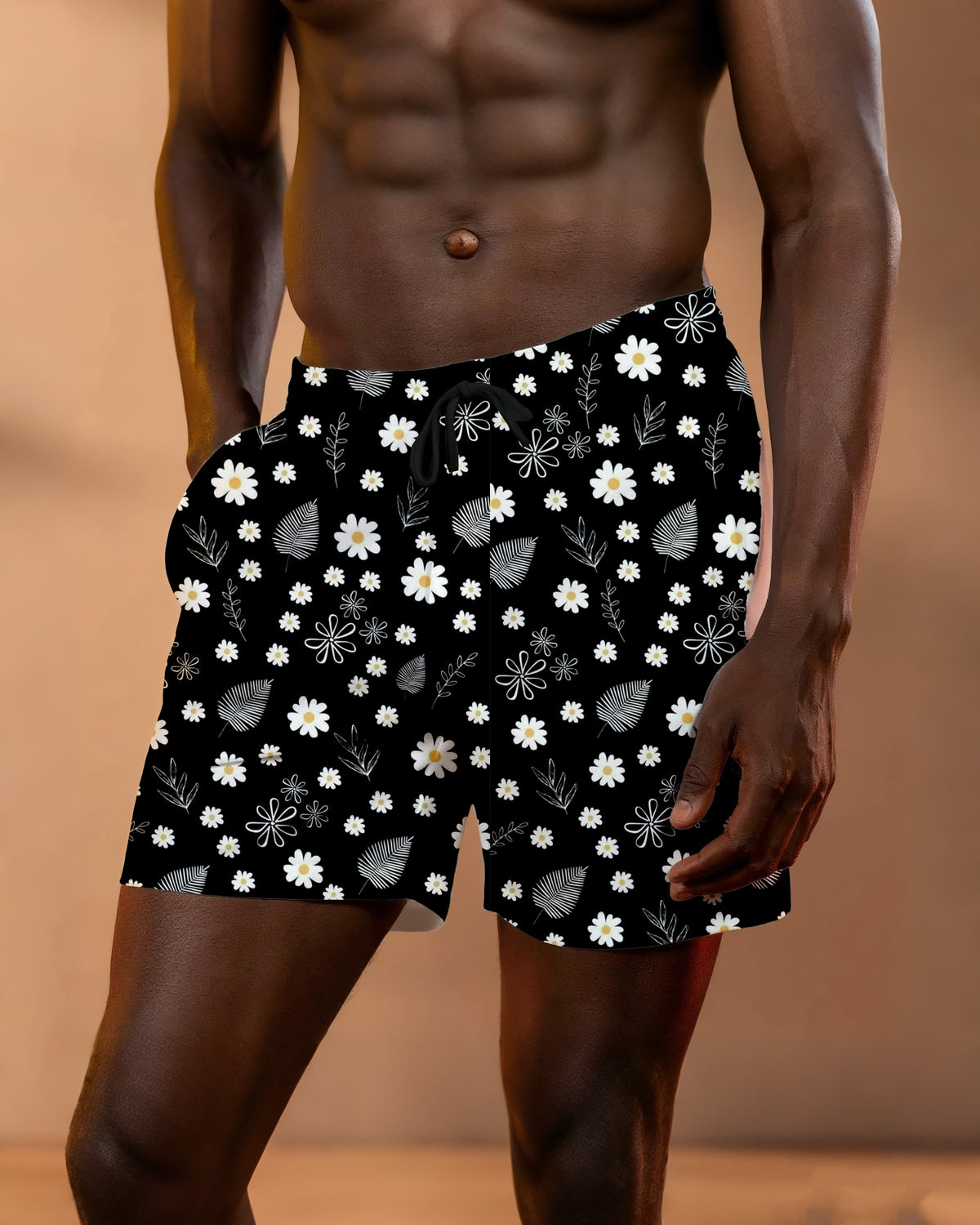 Big & Tall Men's Hawaii. Floral Figure Black Holiday Shorts