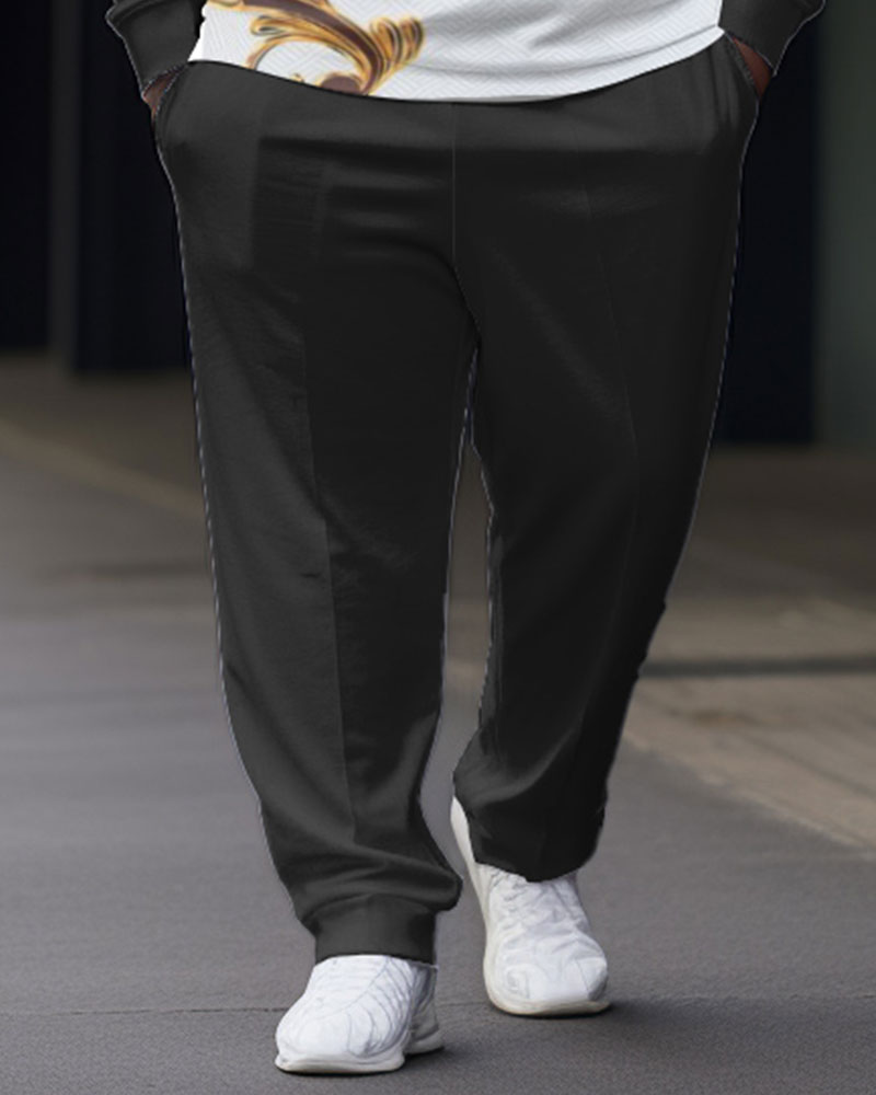 Men's Big & Tall Wavy Jacquard Graphic Zip Shirt and Pants Two-Piece Set