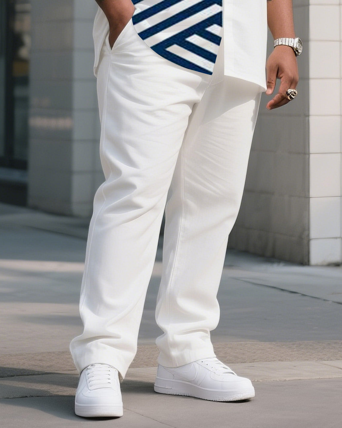 Big Boy Must-Have 2025 Popular Irregular Striped Short Sleeve Shirt Trousers Suit