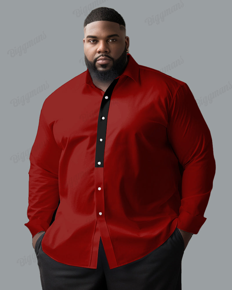 Men's Big & Tall Simple Stitching Cotton Long Sleeve Shirt