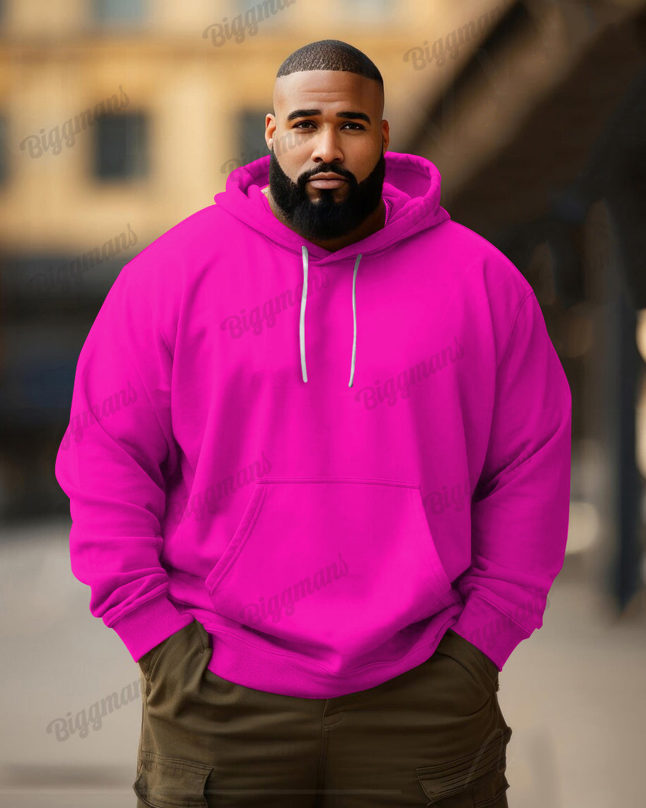 Men's Big and Tall Fashion Casual Versatile Solid Color Long Sleeve Hoodie