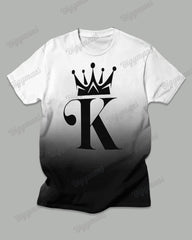 Men's Plus Size Black And White Gradient K Letter Print T-shirt Trousers Suit