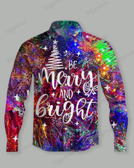 Men's Big & Tall Christmas Neon Element Letter Print Long Sleeve Shirt Trousers Set