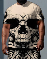 Bones Bite Hope Gently Big & Tall Men's Big Skull Print Short Sleeve T-shirt 2-Piece and Shorts Set