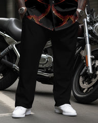 Men's Big & Tall Retro Irregular Geometric Long Sleeve Lapel Shirt 2 Piece Set