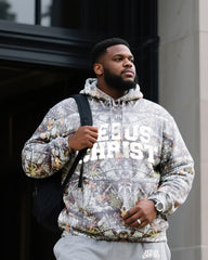 Big & Tall Men's Daily Leisure. Original Design Academy Style JESUS CHRIST Camouflage. Camouflage Hoodie Shorts Suit