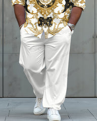Luxury Baroque Style Printed Long Sleeve Shirt 2 Piece Set Big & Tall Men's