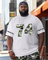 Men's Large Size Street Cartoon Bear Camouflage Graffiti Short Sleeve Shorts Set