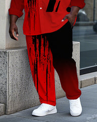 Big Guy's Street Style Skull 7 Bold Printed Outdoor long Sleeve Shirt Pants Set