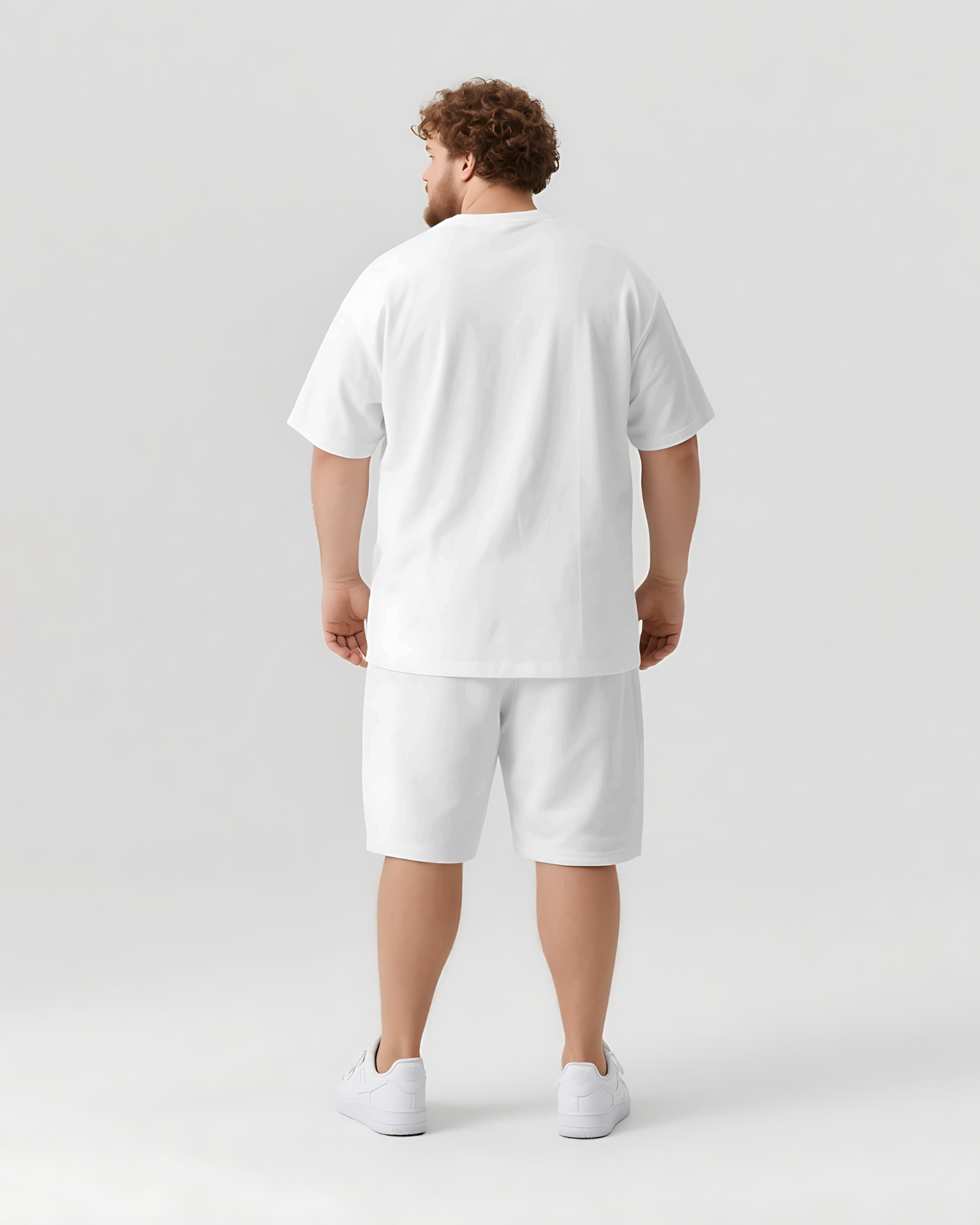 Never Give Up It’s Not The End Men's Big and Tall Simple Lettering Short Sleeve T-shirt Shorts Set