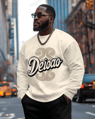 Men's Plus Size Street Fashion Daily Ethnic Letter Print Casual Long Sleeve Sweatshirt