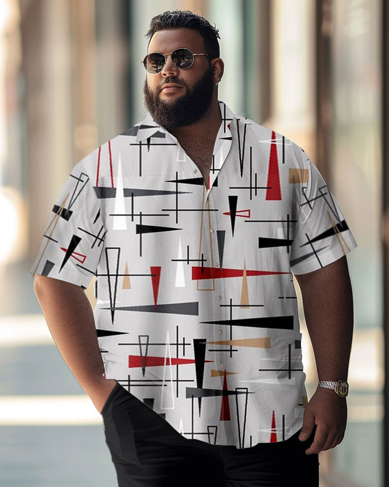 Men's Simple Large Size Short-sleeved Shirt With Irregular Triangle Pattern