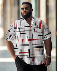 Men's Simple Large Size Short-sleeved Shirt With Irregular Triangle Pattern