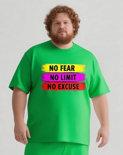 No Fear Just Do It Men's Big and Tall Simple Lettering Short Sleeve T-shirt Shorts Set