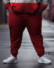 Men's Plus Size Color Blocked Jogger Activewear Two Piece Set
