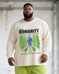 Big & Tall Men's Green Graffiti Letter Print Long Sleeve T-Shirt Trousers Suit