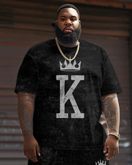 Street Casual King With Crown Distressed Print Large Men's Suit