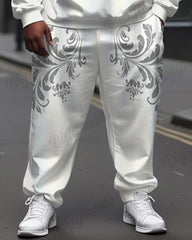 Big Men's Street Fashion Vintage Pattern King Letter Print Hoodie Set
