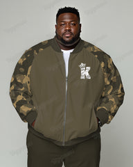 Men's Daily Casual Camouflage Colorblock K Letter Print Plus Size Long Sleeve Jacket