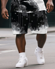 Big & Tall Men's Thinking Gorillas Music Print Casual Street Short-Sleeved T-shirt and Short Set
