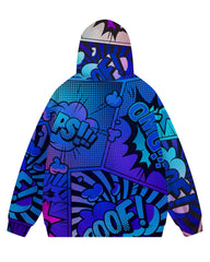 Big Guys Casual Street Anime Graffiti Zip Hoodie