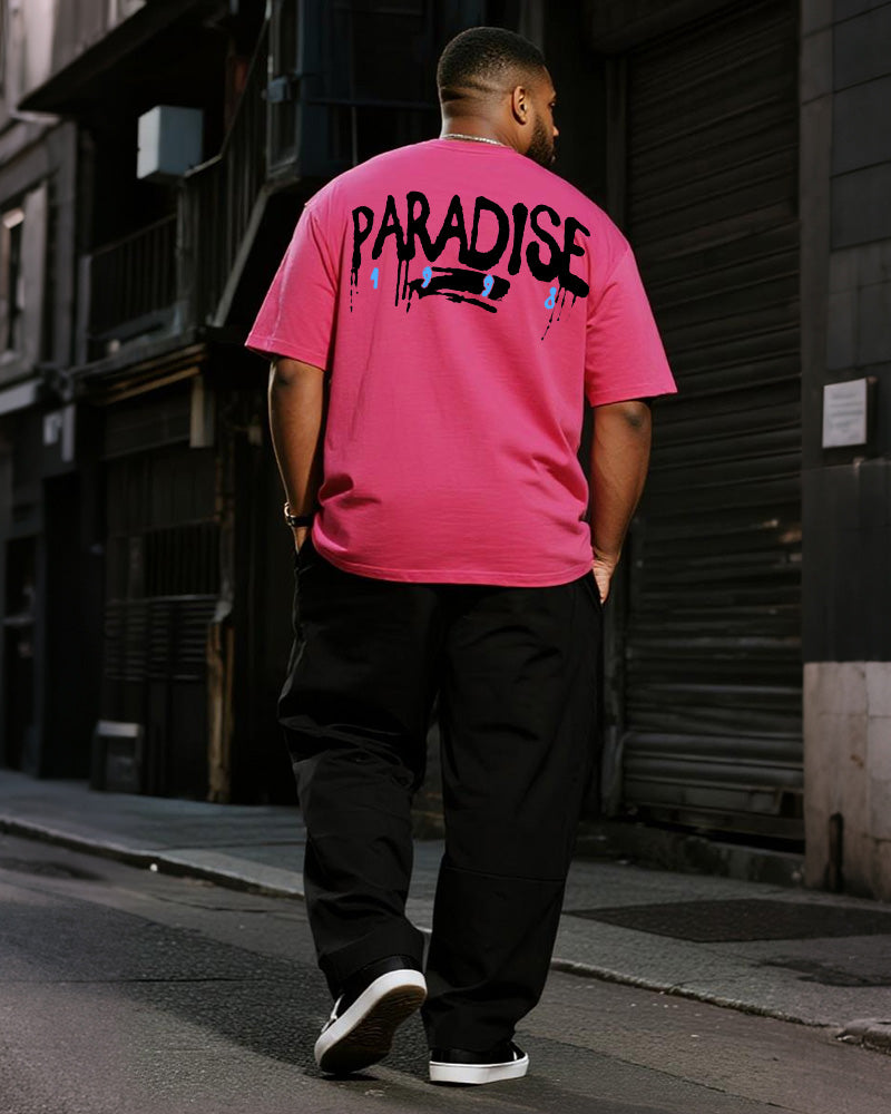 Big & Tall Men's Graffiti Paradise Alphabet Print T-Shirt Trousers Suit
