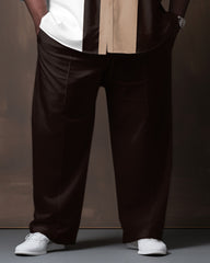 Men's Plus Size Color Matching Gradient Long Sleeve Walking Set