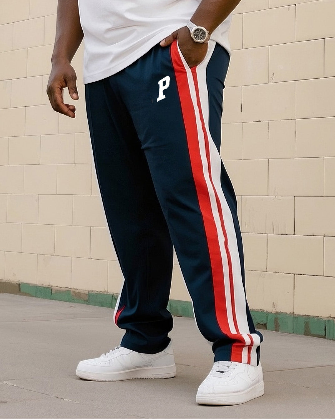 Men's Plus Size Daily Casual Simple Letter Short Sleeve POLO Trousers Suit