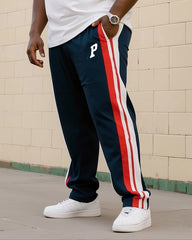 Men's Plus Size Daily Casual Simple Letter Short Sleeve POLO Trousers Suit