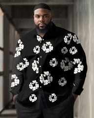 Big Men's Denim Tears Street Style Floral Lapel Long Sleeve Shirt