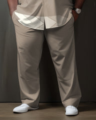 Men's Plus Size Business Geometric Print Two-Piece Set