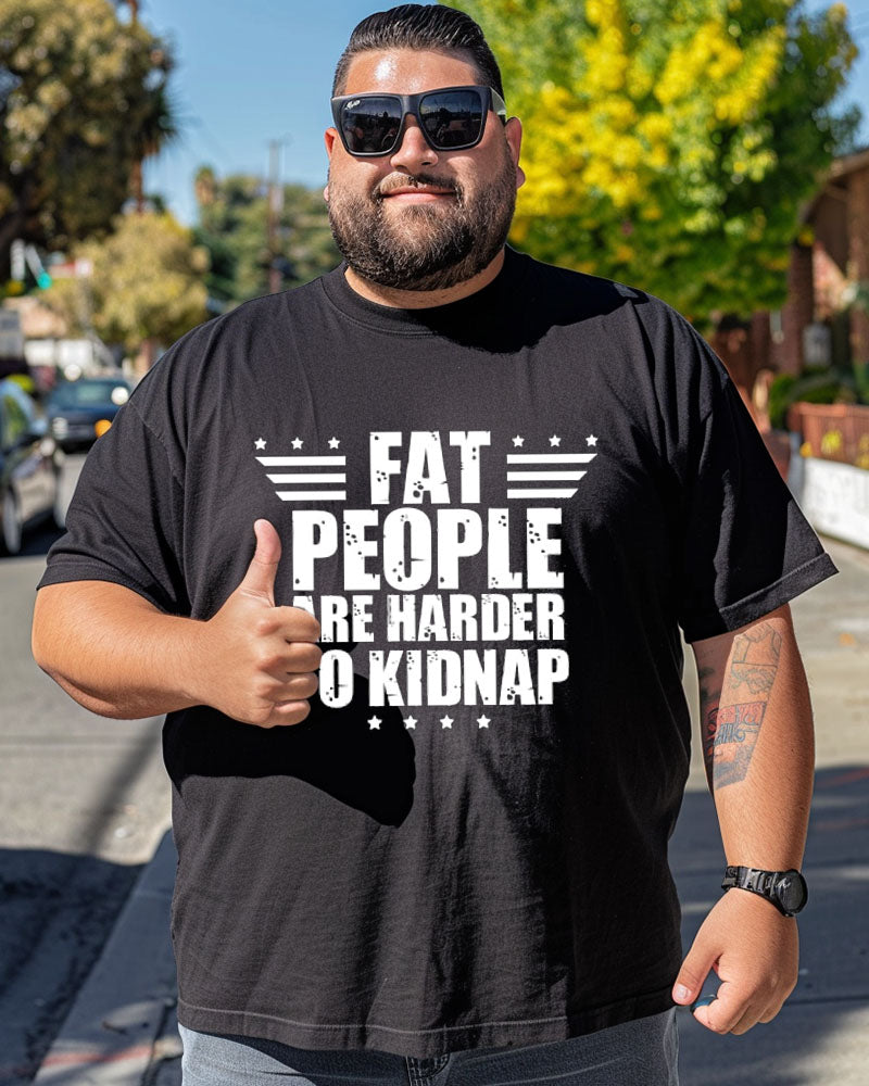 Big Men's Daily Casual Fat Letter Print Short Sleeve T-Shirt