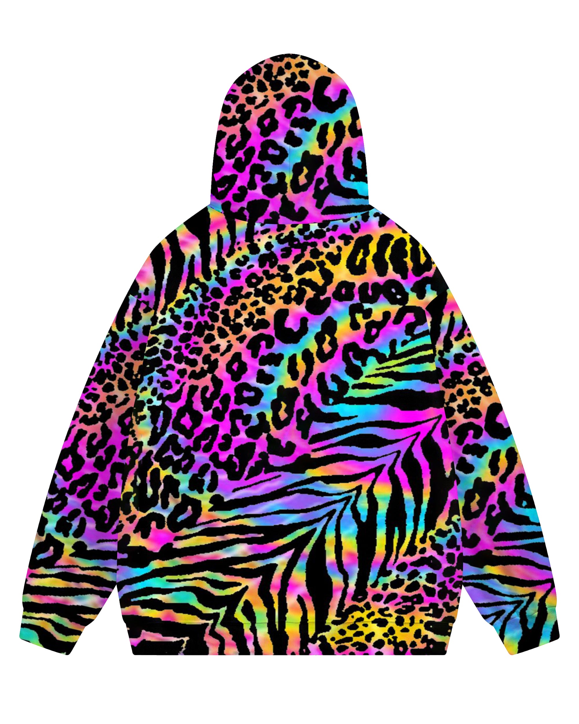 Women's Big & Tall Street Graffiti Colorful Leopard Print Hoodie Set